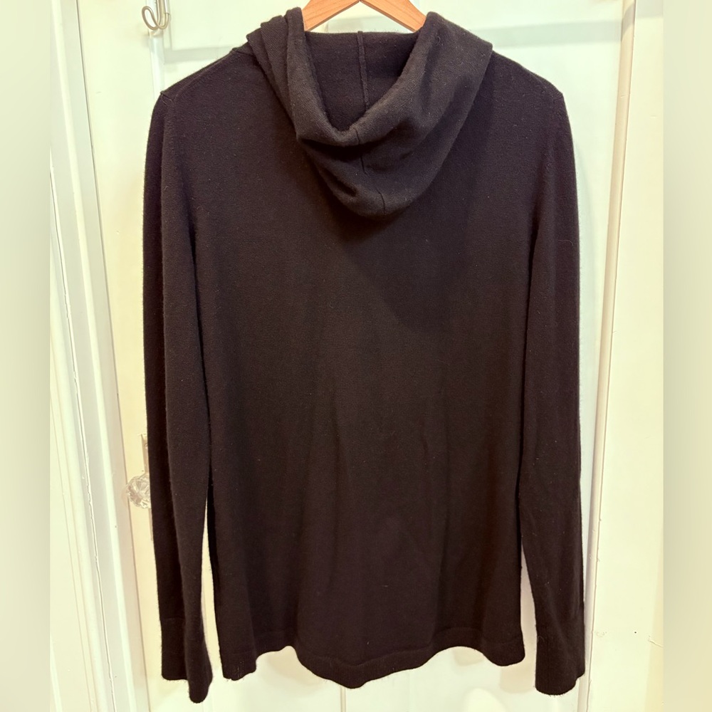Hale Harden Cashmere Black Full Zip Hoodie Sweater Quiet Luxury Made in USA Sz M - Picture 2 of 15